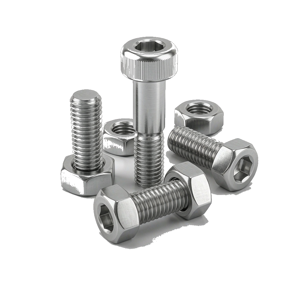 Stainless steel socket screws and hex nuts